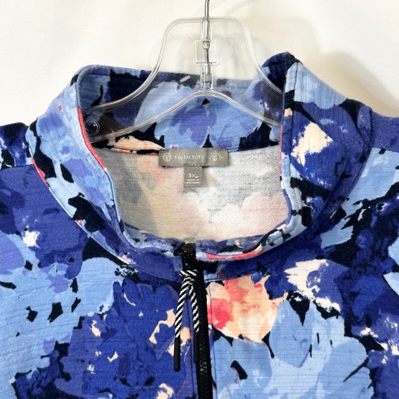 Talbots Plus Size 3XP Pullover Floral Quarter Zip Long Sleeve Sweatshirt 1719 - Picture 3 of 9